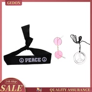 [Gedon] Hippy 60s 70s Headband Glasses Peace Necklace Fancy Dress Costume Accessory