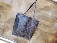 Loewe Black  snakeskin Puzzle Fold Large tote 黑色 蛇皮 摺疊tote 大號