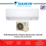 Daikin(Authorised Dealer) Wall Mounted R32 Smarto 1hp Inverter Aircond  [5 Star]FTKH28AV1LF