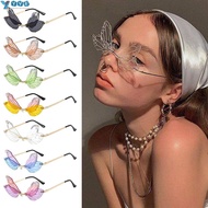 YVE Shades Irregular Rimless Party Eyewear Diamond Sun Glasses