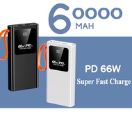 New 60000mAh Super Fast Charging Power Bank PD 66W Large Capacity Display Battery Charger Original P