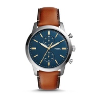 Fossil Men's Townsman Blue Dial Chronograph Brown Leather Watch FS5279