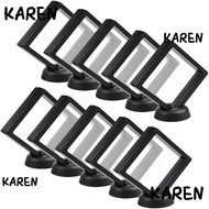KAREN 10 pcs Storage Display Box, with Base Black Transparent Film Display Box, Creative Square Jewelry Display Box Home