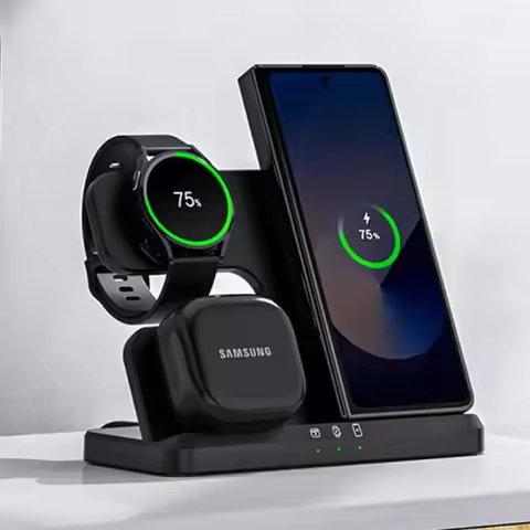 3 In 1 Wireless Charger Stand For Samsung S25-S21 Z Fold 5 4 3 S24 S23 Galaxy Watch 2-7 Active 2 Ear