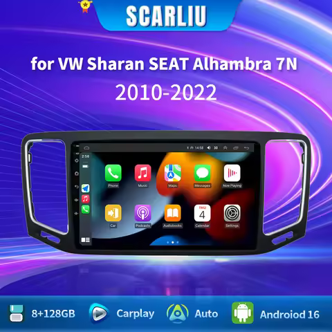 SCARLIU 9'' Android Auto Radio Head Unit GPS Navigation Multimedia Stereo Car Player for VW Sharan S