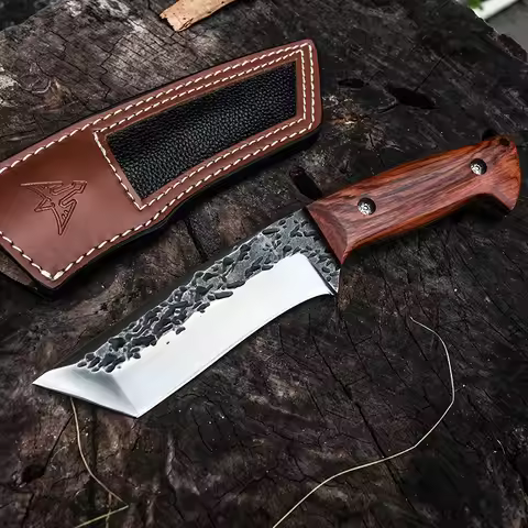 Forged High Hardness D2 Tanto Blade Rosewood Handle Outdoor Camping EDC Survival Tool Bushcraft Outd