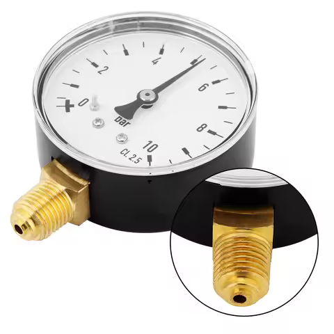 Manometer Air Oil Water Pressure Gauge 1/4 Inch NPT 0-10 Bar Side Mount Manometer Water Pressure Gau