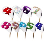 HELLO NRC Golf Iron Cover, 9 Pieces Leather Golf Club Head Cover, Colorful Digital Embroidery, with 
