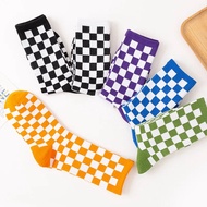 Unisex Socks Funky Harajuku Trend Women Checkerboard Socks Geometric Checkered Sock Men Hip Hop Cott