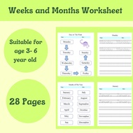 Learning Weeks and Months Worksheet , Preschool , Suitable for Age 3 to 6