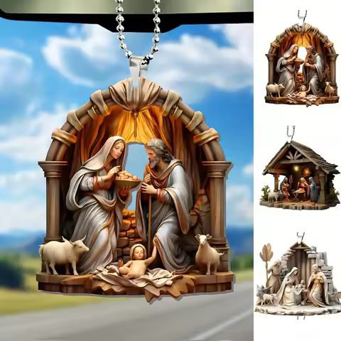 Christmas Tree Jesus Pendant Ornament Family Prayer