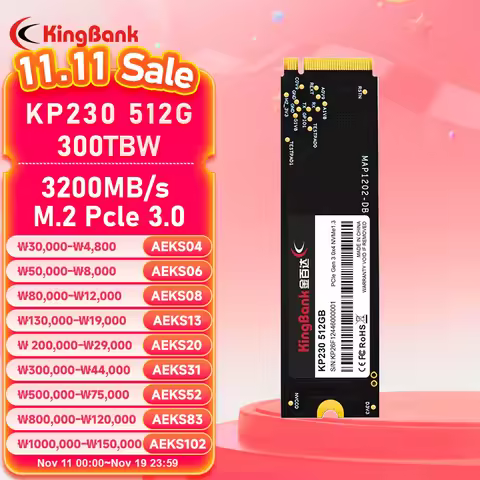 KingBank KP230 SSD NVMe M.2 PCIe 512GB Solid State Disk 2280 Internal Hard Drive for Laptop Desktop 