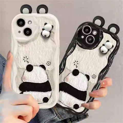 Cartoon 3D Panda Ears Phone Case For Samsung Galaxy S25Ultra S25 S24 S23 Ultra Plus FE A35 A34 A55 A