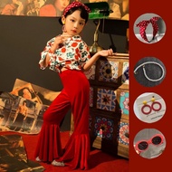 Straw Straw's retro Hong style bell bottoms catwalk costumes studio girls' 80s and 90s t Children's 