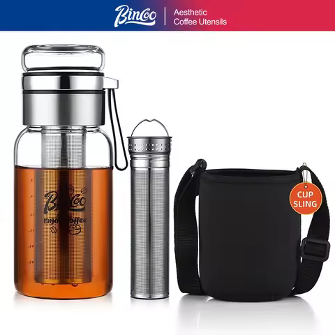 BINCOO Coffee Cold Brew Mug Glass Iced Drip Coffee Mug Cold Brew Filter Extraction Coffee Maker 500M