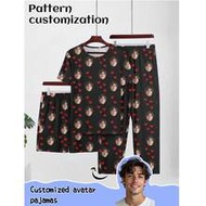 Customized Men's 3 PiecesShort Sleeve Pajama Set, Can Print Any Pattern, Personalized Pajamas With P