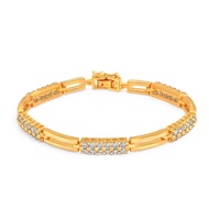 ZHULIAN Minimalist CZ Pave Bar Bracelet 24K Gold Plated