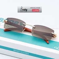 Kính râm mát nam nữ mắt vuông thiết kế cao cấp chống tia UV Braby Glasses gọng nhựa vân gỗ họa t