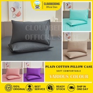 100% Premium Hotel Cotton Plain 12 Colors Sarung Bantal Cadar Bedsheet Pillow Case