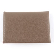 全新愛馬仕 Calvi Duo 顏色 Etoupe 銀色五金卡包/零錢包，帶 W 印記和原裝盒，法國製造，女士款