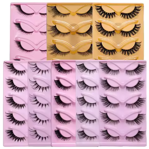 5 Pairs Cat Eye False Eyelashes Eye End Lengthening Long Curling Thick Fluffy All-match Comfortable 