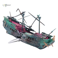 Large Aquarium Shipwreck Decor Boat Plastic Set Resin Ship Fish Tank Ornaments for Aquarium Decor Ac