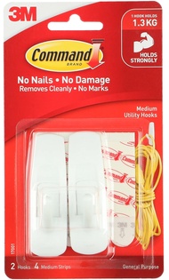 [ซื้อสินค้า3Mครบ250บ. แถมเทป408หรือ4010] คอมมานด์ 3M ตะขอพร้อมเทปกาว COMMAND HOOKS 3M