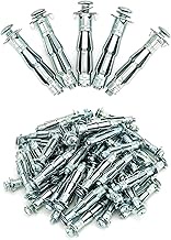 QWORK Hollow Wall Anchors, 50 Pcs 2" Long Carbon Steel Hollow Drive Wall Anchor Screws Assortment Ki