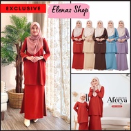 Baju Kurung by HASNURI AFEEYA Dress Muslimah Bridesmaid Plain Ropol Ruffle Blue Lilac Red Nude Brown Gold Choc