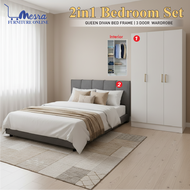 MESRA - Bedroom Set 3 door /Set Bilik Tidur/Almari Baju/Katil queen/Bedroom Set/Bedroom set murah/3d