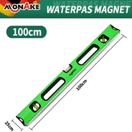 MONAKE German Level magnetik Waterpass Aluminium Waterpas Magnetic Akurat Perkakas 40/60/80/100CM