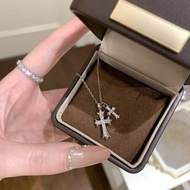 Clavicle American Style Silver Gift Inlaid Double Ten Diamond Cross Star Frame Pure Necklace Free Ch