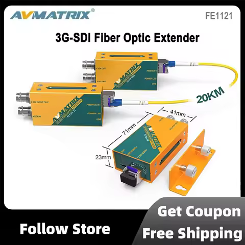 AVMATRIX FE1121 3G/HD SDI Fiber Optical Extender with SFP Module LC Port, Supports 3G/HD/SD SDI Sign