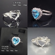 DY ring holder S925 silver inlaid with love-shaped DY 戒指空托 S925银镶嵌爱心形切刻面宝石4 6 7 8 9 10mm围钻戴妃408HI