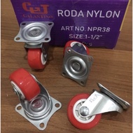 MERAH (PRICE 1 piece of wheel)(1.5+3 HH nylon RED 1.5" inch wheel Nilon RED 1.1/2" nelon wheel 1-1/2