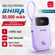 [ CCC ] SHIRA 20000 fast charger, integrated 4 charging ports, LED screen, PD 22.5W, convenient,