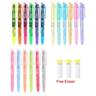 6pcs Pilot Sw-fl Frixion Penyerlah Boleh Dipadam Warna Pastel Penanda Pendarfluor 18 Warna Alat Tuli