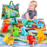 ALASOU 9 PCS Dinosaur Fantastic Creatures Car Toys for 1 Year Old Boy with Playmat/Storage Bag|Baby 