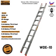(SIRIM) Winner Ladder 10ft x 10 ft Aluminium Double Extension Ladder 10 kaki x 10 kaki Tangga Heavy 