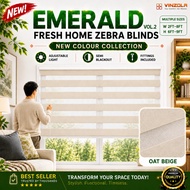 [VINZOLA] EMERALD VOL.2 OAT BEIGE Korea Zebra Blinds | Semi Blackout | W2FT–8FT H6FT–9FT | Langsir B