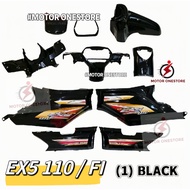 Ex5 dream110 / Fi cover set Hitam with sticker (1) Black ex5 dream110fi caver set siap strike "MOTOR