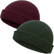 Thin Wool Fisherman Beanie Hat for Men Women Fall Winter,Short Knit Cuffed Fashion Trawler Skull Cap
