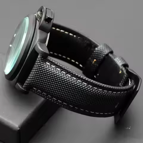 For Panerai Strap Bracelet for men's PAM111 PAM441 nylon carbon fiber plaid 441 leather Watchband Bl