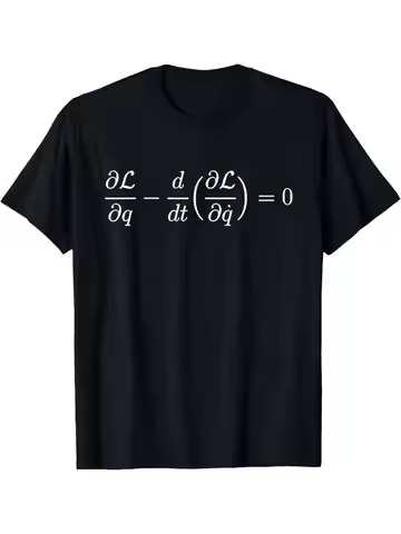 Men'S Cotton T-Shirt, Printed with Euler-Lagrange Equation- 220g Soft Durable Fabric, Short Sleeve, 