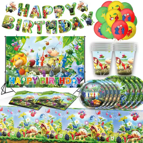 Pikmin Birthday Party Decorations Switch Gamepad Party Favors Backpack Disposable Party Tableware Ta