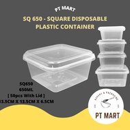 SQ 650 Square Disposable Plastic Food Container [50pcs] / SQ650 - Bekas Petak