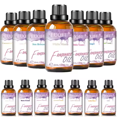 EUQEE Aromatic Fragrance Oil For Car Diffuser 30ml White Musk Angel Sea Breeze Coconut & Vanilla Dra