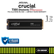 Crucial T500 with Heatsink PCIe Gen4 NVMe M.2 SSD - 1TB/2TB/4TB (5Yrs Crucial Warranty)
