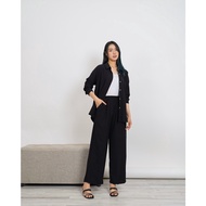 KEMEJA Chamele - Hyeri Crinkle PREMIUM Oversize One Set Crop Shirt & Pants Women's Suit 2642 / 2643