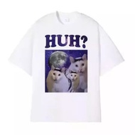 HUH? Three Cats Moon Galaxy Meme Graphic Short Sleeve Tshirt Unisex Casual Streetwear Tee